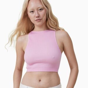Pink Ribbed Crop Top
